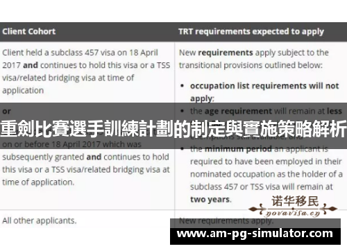 重劍比賽選手訓練計劃的制定與實施策略解析