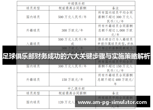 足球俱乐部财务成功的六大关键步骤与实施策略解析 足球俱乐部财务成功的六大关键步骤与实施策略解析