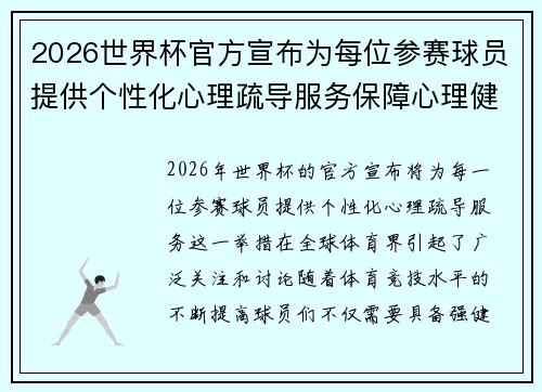 2026世界杯官方宣布为每位参赛球员提供个性化心理疏导服务保障心理健康